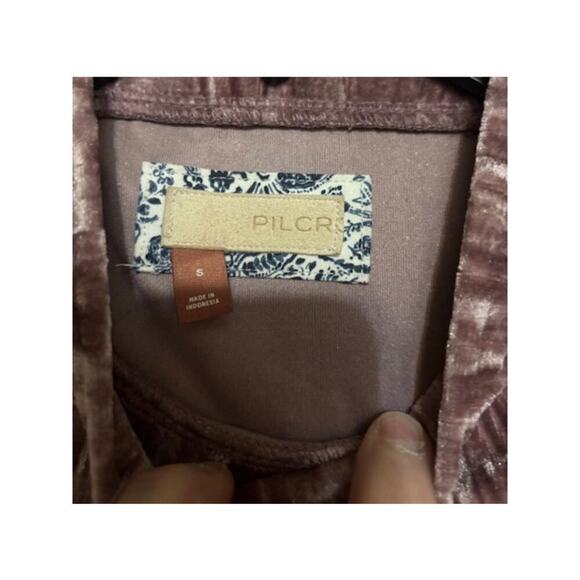 Anthropologie Pilcro Velvet Pink Rose Mock Neck Short-Sleeve Top Small New - Picture 4 of 6